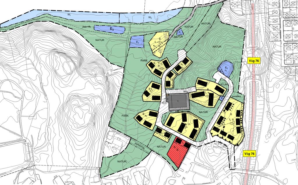 Figur 2.2. Planerad bebyggelse enligt aktuellt planförslag.