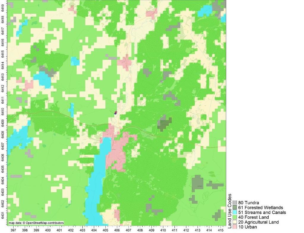 vindfält med en timmas upplösning har beräknats för det aktuella området utförs spridningsberäkningar med hjälp av programmet Calpuff som därmed kan ta hänsyn till topografi, markbeskaffenhet,