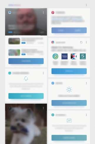 Bixby Home På skärmen Bixby Hem kan du visa rekommenderade tjänster och information som Bixby tillhandahåller genom att analysera dina användningsmönster och rutiner.