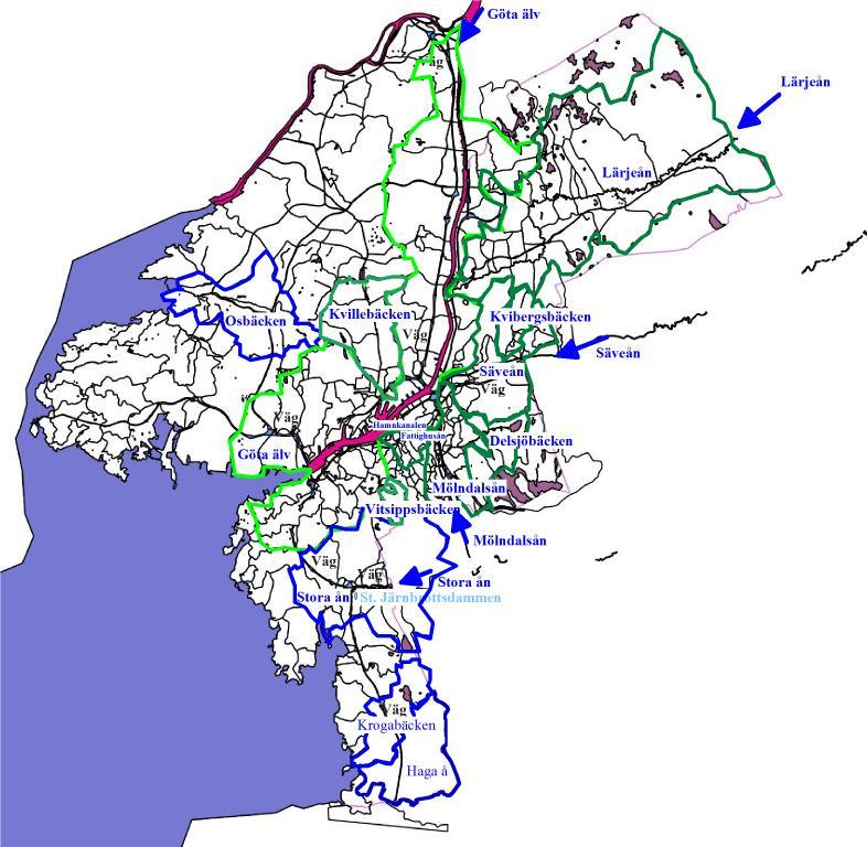 2016-pågående Fallstudie 2 Göteborg stad De flesta 13 beräknade vattendragen har ett reningsbehov för P, N, BaP, FLUO och TBT, några även för Zn och 4-NP.