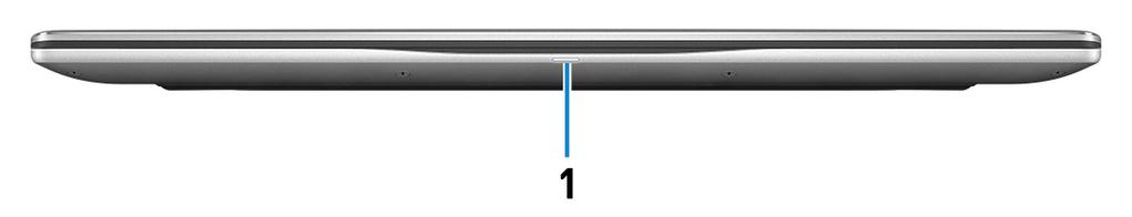 3 Vyer av Inspiron 7580 Framsida 1 Ström-/batteristatuslampa/hårddiskaktivitetslampa Indikerar status för batteriladdning eller hårddiskaktivitet.