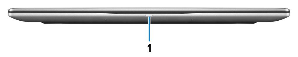 3 Vyer av Inspiron 7580 Framsida 1 Ström-/batteristatuslampa/hårddiskaktivitetslampa Indikerar status för batteriladdning eller hårddiskaktivitet.