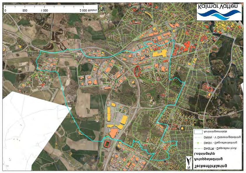 13(19) ARO Hagbygärdedämmet Utlopp Figur 1. Befintliga dagvattenledningar och avrinningsområde (schematisk gräns), planområde markerat med röd linje.