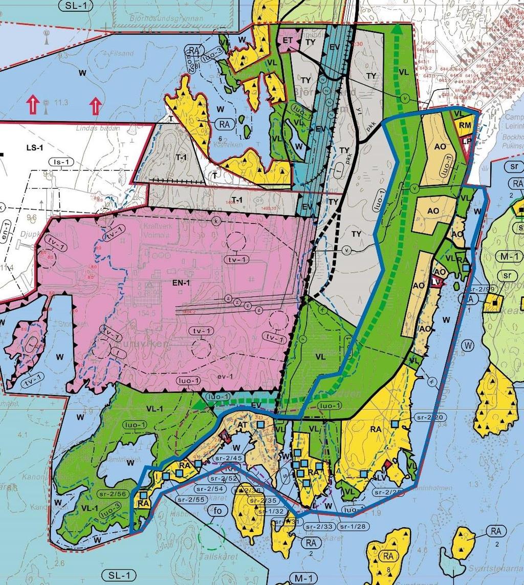 KRISTIINANKAUPUNKI KARHUSAAREN ASEMAKAAVAN MUUTOS JA LAAJENNUS, SKATANTIEN ALUE 4 får vara högst 90 m.