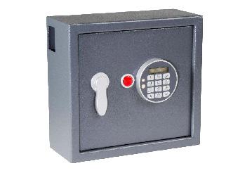 Stöldskyddat nyckelskåp - Serie N 19 Stöldskyddade nyckelskåp i solid stålplåt med elektroniskt kodlås och nödnyckel. Skåpen är förberedda att förankras i golv/vägg.