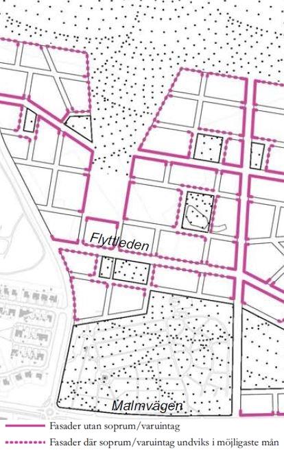 20 Lokalgator utanför stadskärnan. I området öster delar är gaturummet av karaktär lokalgata.