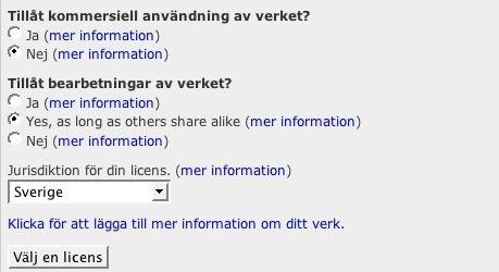 Creative Commons-licens Du som är upphovsman till ett verk kan välja att presentera rättigheter kring verket.