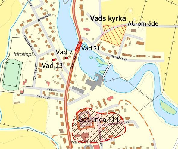 Sammanfattning Västergötlands museum har på uppdrag av Skövde kommun genomfört en arkeologisk utredning inom fasigheten Vad 1:9 i Tidan, Skövde kommun.