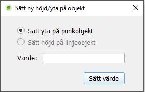 I fönstret Sätt ny höjd/yta på objekt kan du ställa in ytans/höjdens värde.