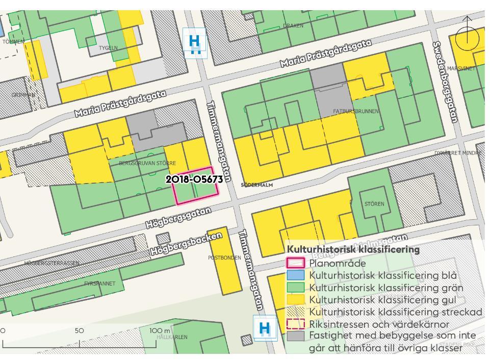 Sida 4 (12) Stadsmuseets klassificeringskarta Trafik och kollektivtrafik Fastigheten ligger i korsningen Högbergsgatan och Timmermansgatan.