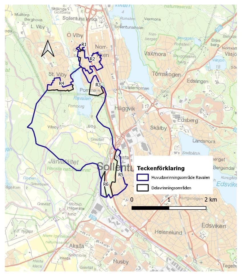 . Ravalen och Vibyån. Indata från Ravalen Avrinningsområdet I figur.