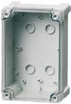 Ø4.5 TEMPO ABS 1912 187 x 122 ABS: IP 65, IK 07 Inklusive: Underdel med PUR-packning, skruvar för montageplåt/din-skena, lock med lockskruvar i polyamid och plastgångjärn.