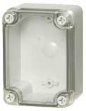 PICCOLO PC/ABS B 1 x 80 PC: IP 66/IP 67, IK 08 ABS: IP 66/IP 67, IK 07 Inklusive: Underdel med skruvar för montageplåt/ DIN-skena, lock med PUR-packning och lockskruvar i polyamid.