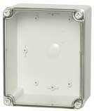 PICCOLO PC/ABS H 170 x 140 PC: IP 66/IP 67, IK 08 ABS: IP 66/IP 67, IK 07 Inklusive: Underdel med skruvar för montageplåt/ DIN-skena, lock med PUR-packning och lockskruvar i polyamid.