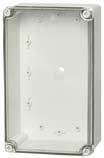 PICCOLO PC/ABS M 230 x 140 PC: IP 66/IP 67, IK 08 ABS: IP 66/IP 67, IK 07 Inklusive: Underdel med skruvar för montageplåt/ DIN-skena, lock med PUR-packning och lockskruvar i polyamid.