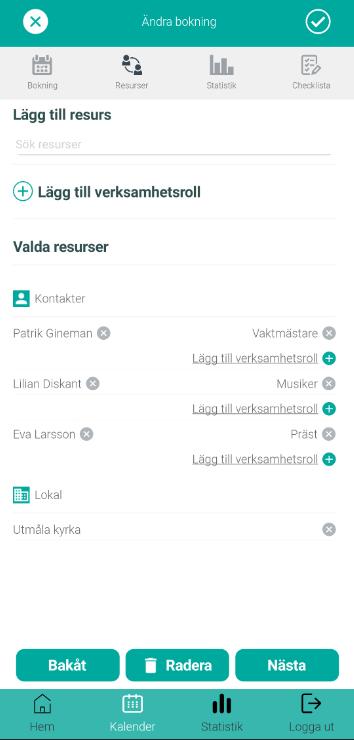 Beskrivningstext - Läsa texten som publiceras på webb (kan inte redigeras via appen) På resurs fliken finns de