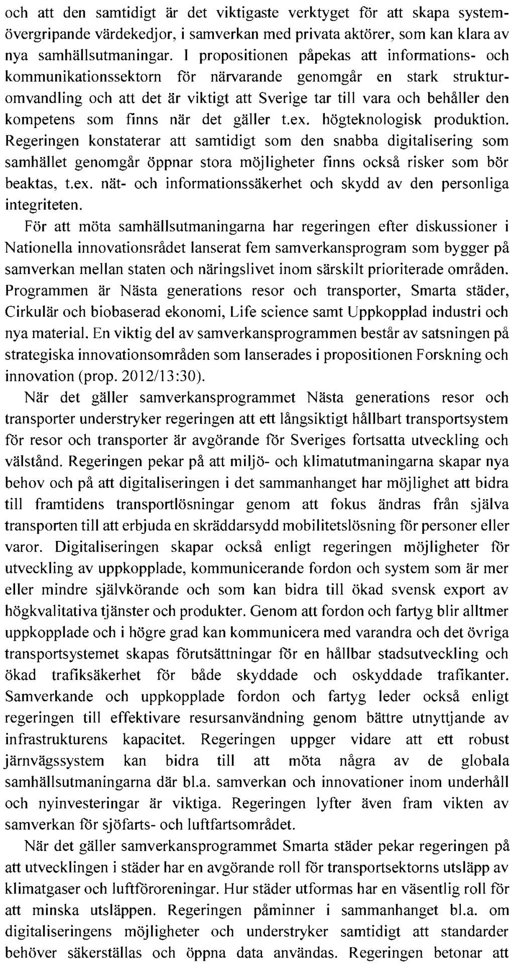 TRAFIKUTSKOTTETS YTTRANDE