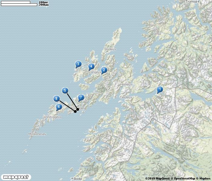 Narvik 2. Sortland 3. Nykvåg 4.