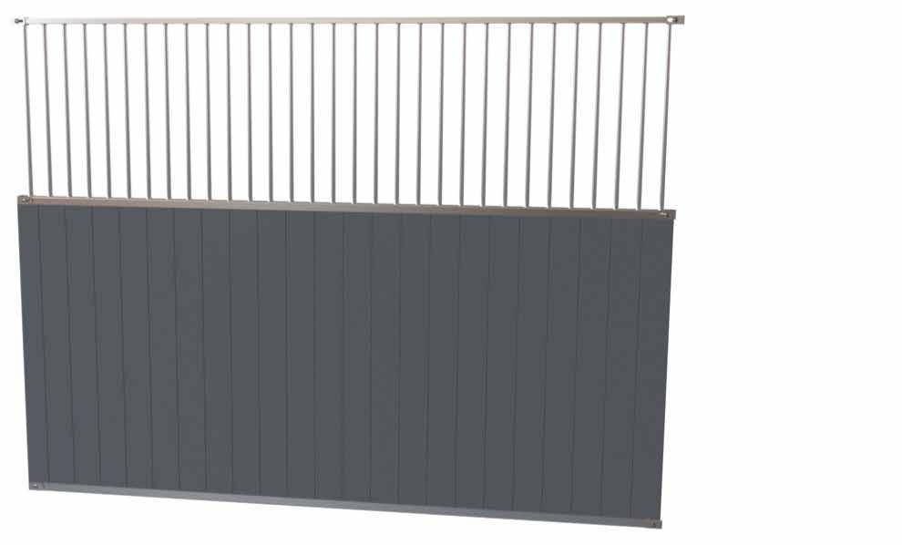 Mellanvägg med galler LRS Mellanvägg med galler Mellanväggsgaller, golvprofil samt 4 st stolpfästen. Planklängd underdel 1405 mm, galler 862 mm. Boxhöjd 2250 mm.
