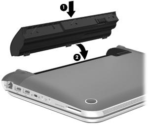 5 Underhåll Sätta i eller ta ut batteriet OBS! Mer information om hur du använder batteriet finns i Referenshandbok för HP Notebook.