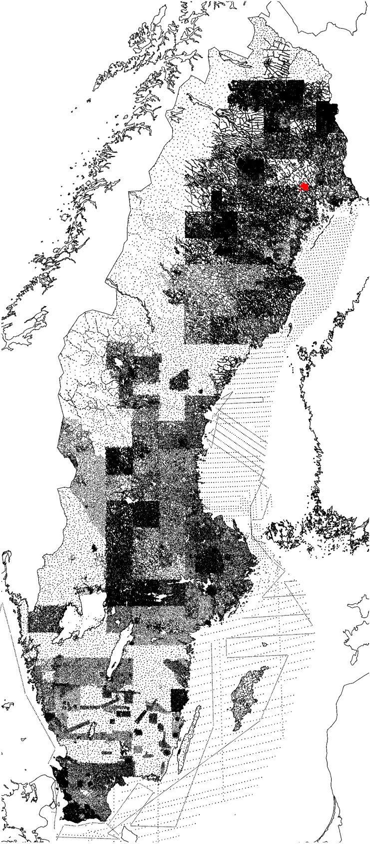 Figur 4. SGU:s och andra organisationers, främst Lantmäteriet, regionala tyngdkraftsmätningar 1940 2010 innanför svensk ekonomisk zon.