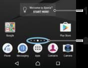 1 Välkommen till Xperia -widgeten tryck för att öppna widgeten och välj en åtgärd, t.ex.