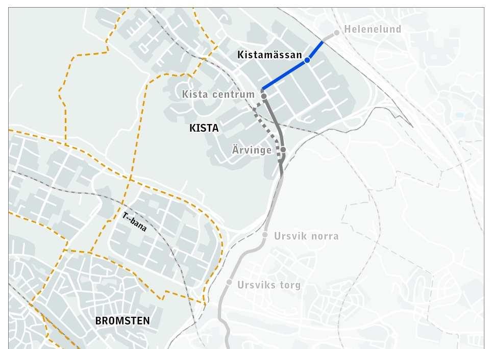 Sida 15 (59) Områdesbeskrivning Kistagrenens sträckning går i huvudsak på eller intill befintlig infrastruktur och passerar ett varierat stadslandskap.