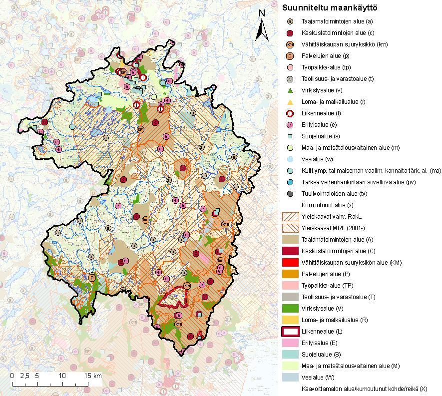 10 Affecto Finland Ab, Kartcentralen, Tillstånd L4659. SYKE, Landskapsförbunden Figur 5. Den planerade markanvändningen i Vanda ås avrinningsområde enligt landskapsplanen.