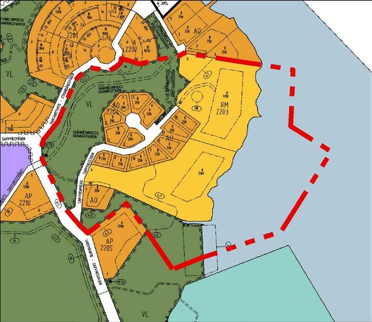 22 Detaljplan På planeringsområdet gäller detaljplanen för Sarvvik, som vann laga kraft 2005.