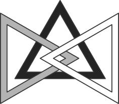 Tre trianglar har knutits ihop enligt figuren.