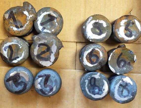 5.3 Återgång - smältaprover från SSG Syftet med försöken hos SSG var att studera hur olika mängder återgång påverkar renheten i det gjutna materialet.