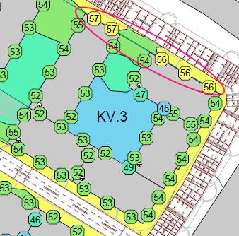 7.1.3 Kv. 3 För bostadshusen i Kv.3 beräknas de ekvivalenta ljudnivåerna ligga mellan och db(a) längs med den norra fasaden.