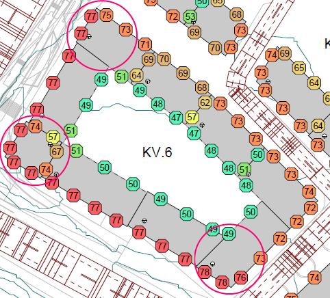 6 utsätts för trafikbullernivåer från både Ekerövägen och Bryggavägen, vilket beräknas ge ekvivalenta ljudnivåer över db(a) runt hela kvarterets ytterfasader, med undantag av huskroppen längs med