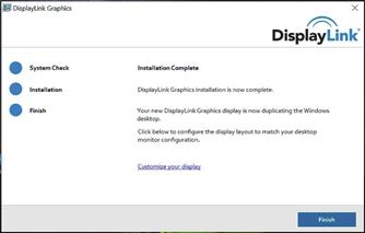 DisplayLinkprogrammet har installerats. 3.