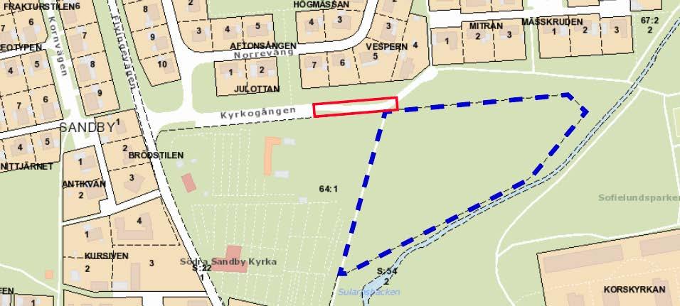 TIDIGARE KOMMUNALA STÄLLNINGSTAGANDEN Planuppdrag Byggnadsnämnden fattade 2019-01-24 beslut om planläggning av fastigheten Sandby 67:2, planen föreslås tillåta gata.