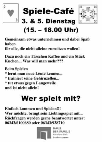 Bad Bergzabern, den 13.02.2019-29 - Südpfalz Kurier - Ausgabe 7/2019 Kein Café Grenzenlos am 26. Februar Aufgrund der Winterferien findet am Dienstag, den 26. Februar, kein Café Grenzenlos statt.