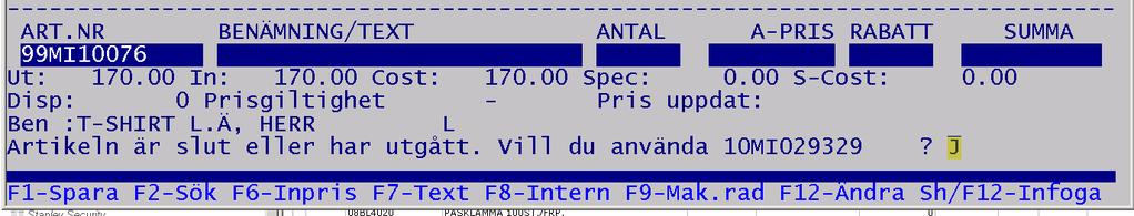 Storleken anger du enligt den tabell som används, ex S, M, L, XL osv för tabell 10.