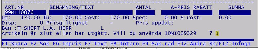 Storleken anger du enligt den tabell som används, ex S, M, L, XL osv för tabell 10.