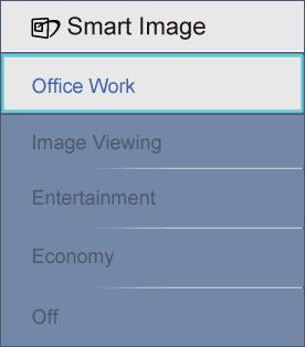 för att kunna använda srgb måste du avaktivera SmartImage med knappen på bildskärmens frontpanel.