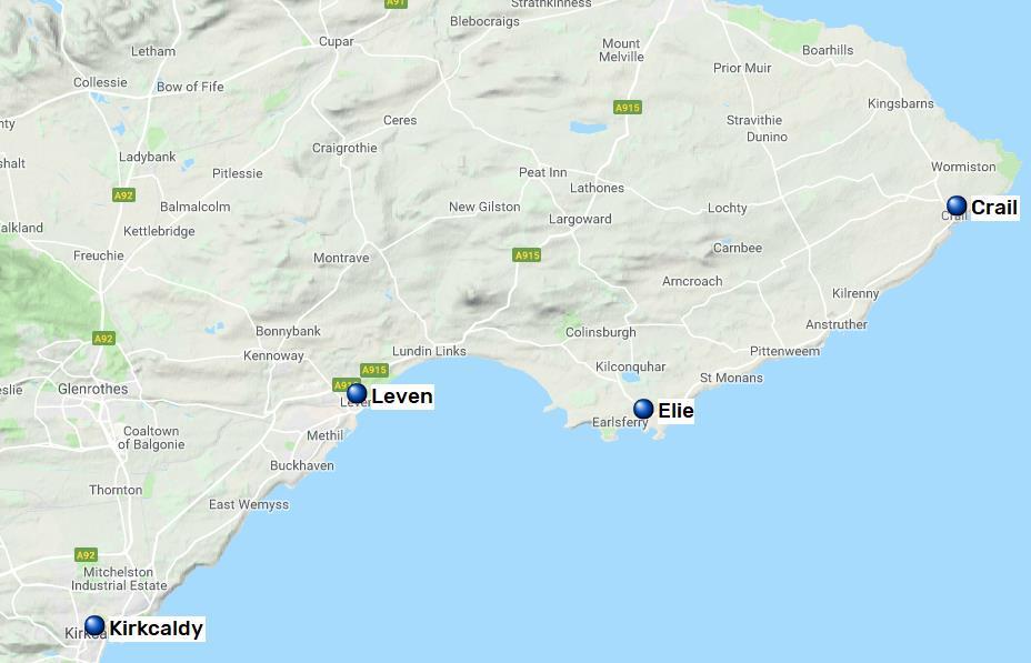 Fife Coastal Path, Kirkcaldy Crail, 4 nätter 5 Fife Coastal Path Fife Coastal Path med sina 187 km erbjuder ett rikt och varierat landskap och är det bästa sättet att utforska Fife Kingdom.