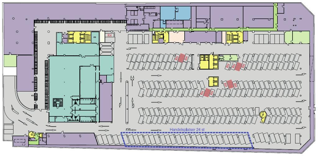 Figur 4: Fördelning av garageplanets ytor för olika parkeringssyften och