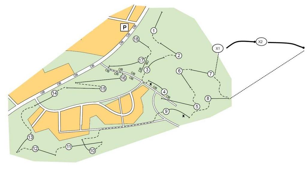 OB Regler Hasselbackens Discgolf Park: Hål 1: OB till höger om snöre till höger om muren. Hål 3: OB Ö. Om drive går OB=Drop Zone till vänster om granen.