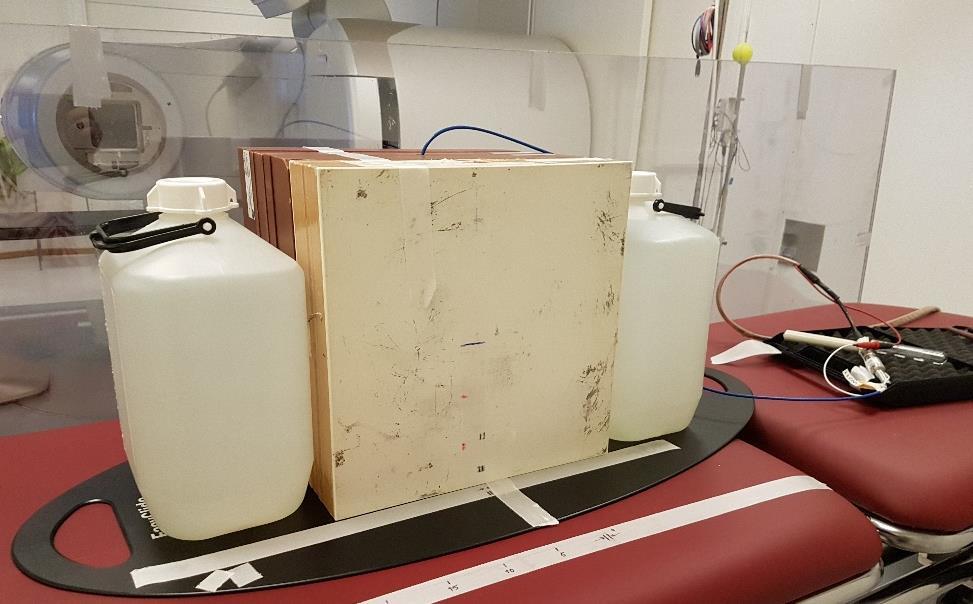 The detector was a Farmer ionization chamber (PTW Freiburg) and used without build-up material. For read-out, an electrometer (Fluke Biomedical, Advanced Therapy Dosimeter) was used.