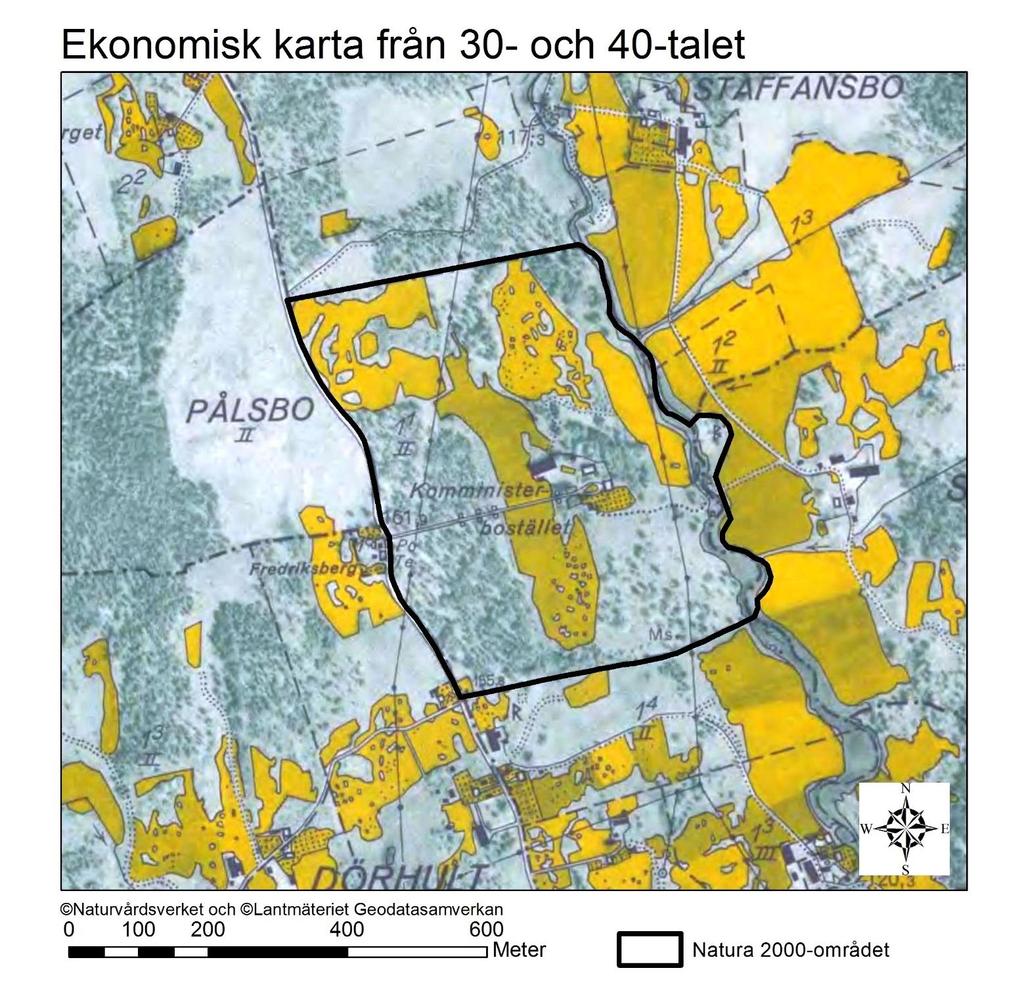 Natura 2000-område Natura 2000-kod Diarienummer Sida 22 av 24 Den ekonomiska kartan från 30- och 40-talet visar att de västra och