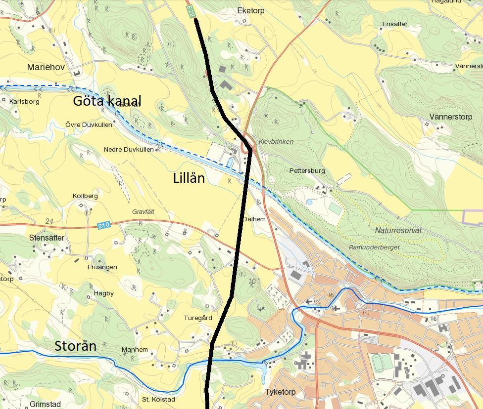 10 (32) Figur 5 Vattendrag som berörs av nya vägplanen. Vattendragen illustreras med blå linjer och nya vägsträckning med tjock, svart linje (ungefärligt läge).