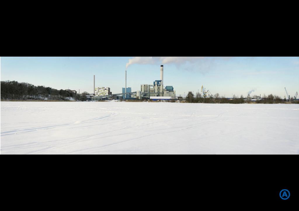 Fotomontage från Mälaren med pannhus