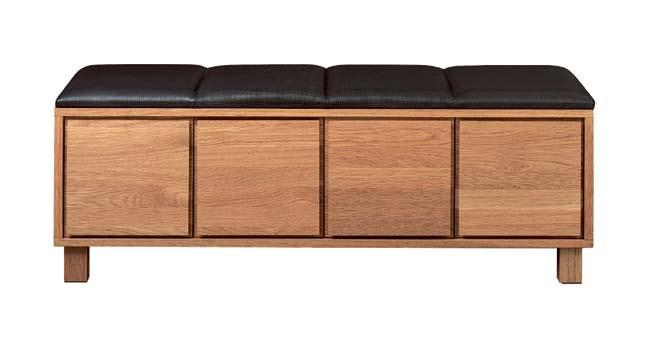 Bänk 6 L 120 x B 40 x H 45 cm oljad ek, läder (sockel
