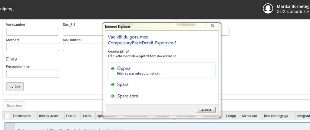 Om man gör ändringar i denna typ av fil så sparas inte ändringarna så man är tvungen att spara filen som en Excel-fil för att