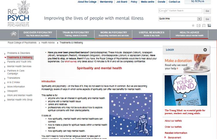http://www.rcpsych.ac.uk/healthadvice/treatments wellbeing/spirituality.