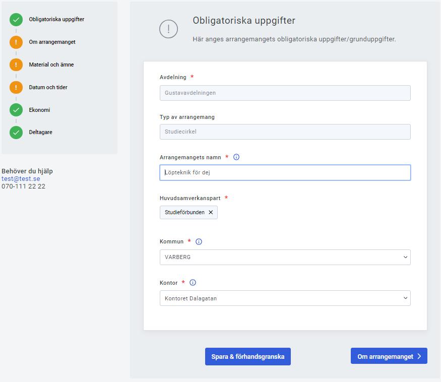 Redigera arrangemang Studiecirkel DATASAMVERKAN GUSTAV Behörighet att starta arrangemang 1.